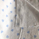 SPUGNA DI COTONE - FONDO BIANCO CUORE CELESTE