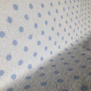 SPUGNA DI COTONE - FONDO BIANCO POIS CELESTE