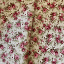 COTONE ARREDAMENTO - 042 ROSELLINE ROSA SCURO FONDO BEIGE