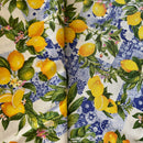 COTONE ARREDAMENTO - 070 LIMONI FONDO MATTONELLE BLU