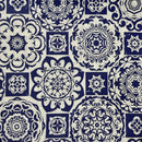 COTONE ARREDAMENTO - MAIOLICHE BLU FONDO BIANCO 073