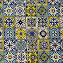 COTONE ARREDAMENTO - 080 MATTONELLE ASTRATTE BLU/GIALLO