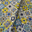 COTONE ARREDAMENTO - 080 MATTONELLE ASTRATTE BLU/GIALLO