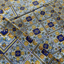 COTONE ARREDAMENTO - 176 FANTASIA ASTRATTA BLU/GIALLO