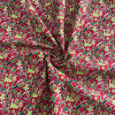 COTONE 100% - 137 OMINO E ALBERO VERDE FONDO ROSSO