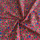 COTONE 100% - 141 PUPAZZO DI NEVE E ANGIOLETTO FONDO ROSSO