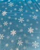 VELLUTO STAMPATO - FONDO CELESTE FIOCCO DI NEVE BIANCO