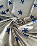 VELLUTO STAMPATO - FONDO GRIGIO STELLE BLU