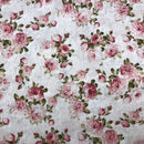 COTONE ARREDAMENTO - 115 ROSELLINE ROSA FONDO BEIGE