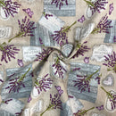 COTONE ARREDAMENTO - 218 FIORE LAVANDA FONDO BEIGE