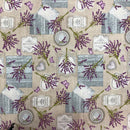 COTONE ARREDAMENTO - 218 FIORE LAVANDA FONDO BEIGE